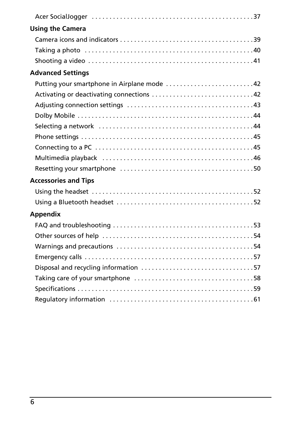 Acer Liquid MT S120 User Manual | Page 6 / 68