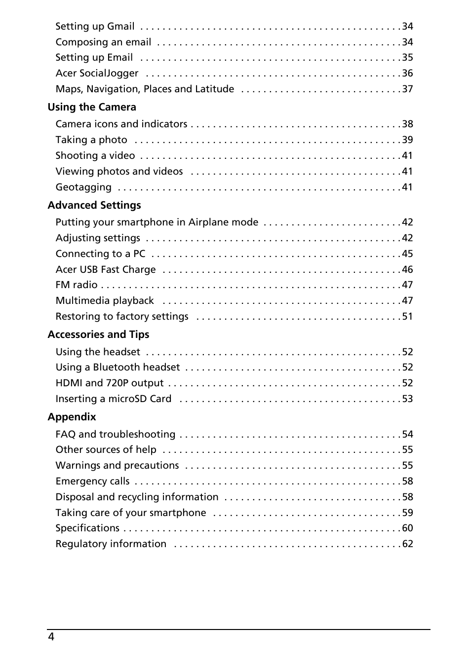Acer ICONIA SMART (S300) User Manual | Page 4 / 69