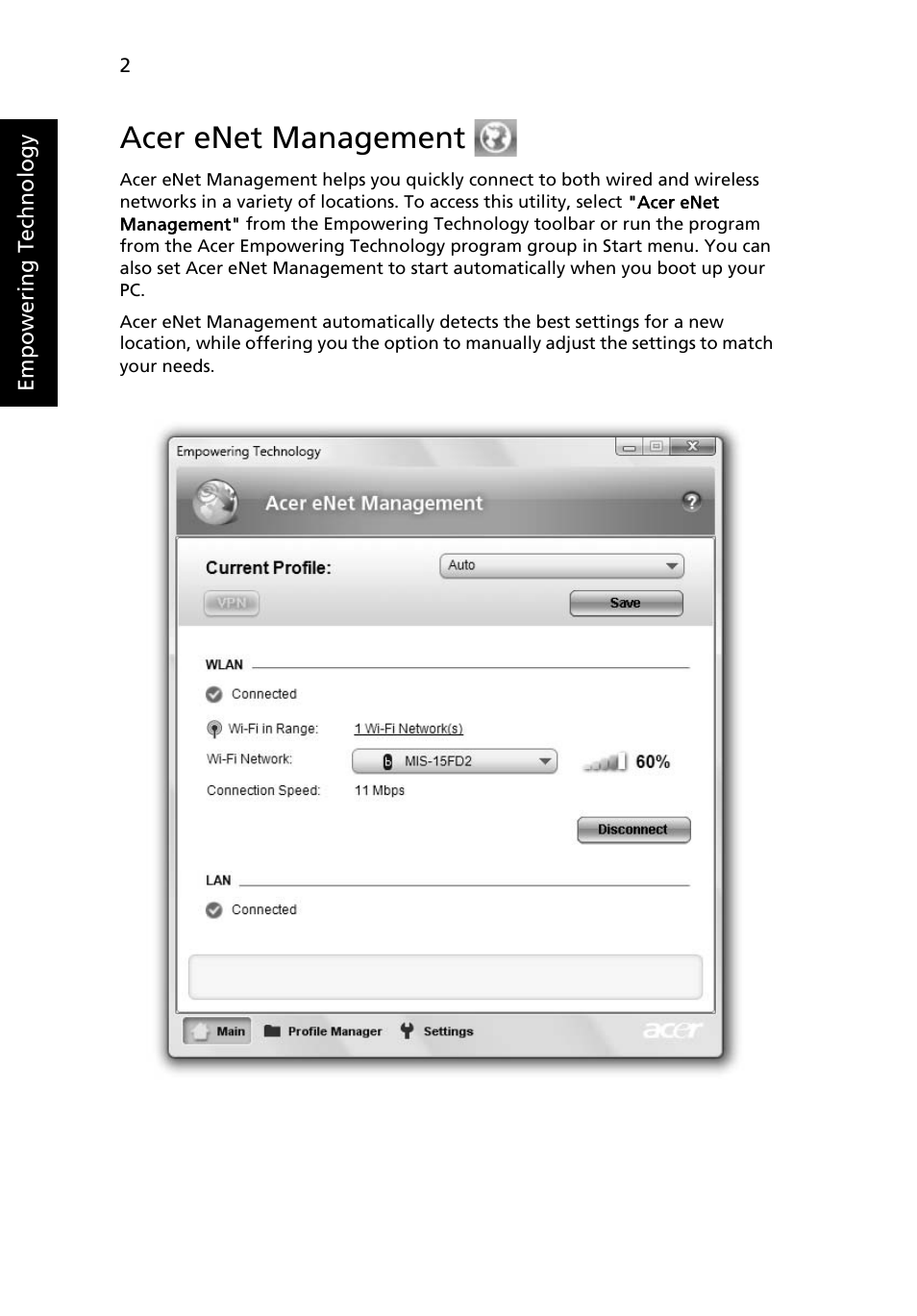 Acer enet management | Acer Aspire 5520 User Manual | Page 22 / 119