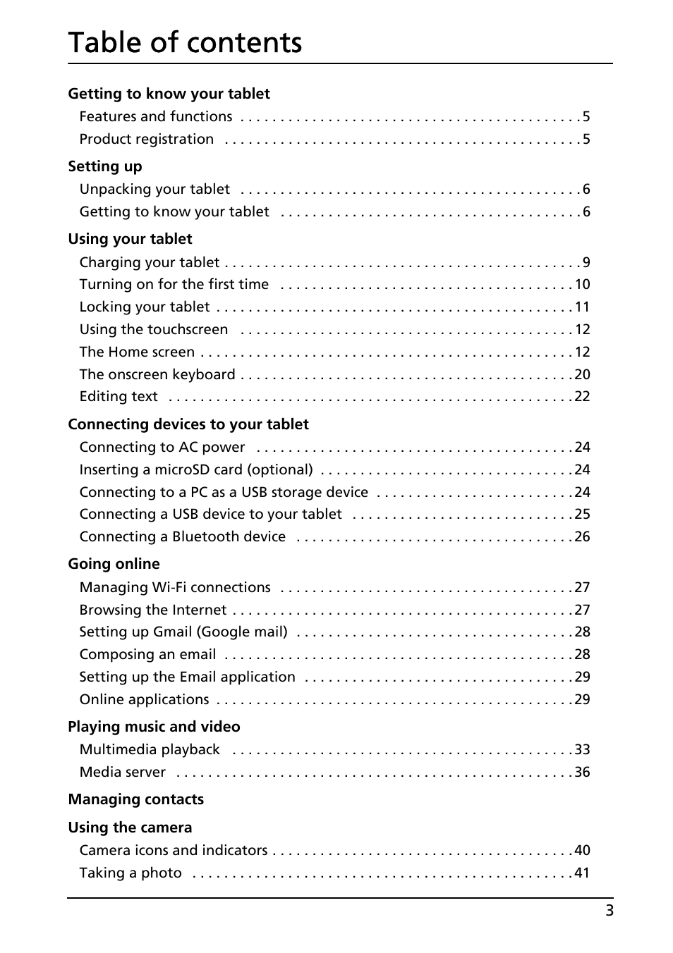 Acer A200 User Manual | Page 3 / 58