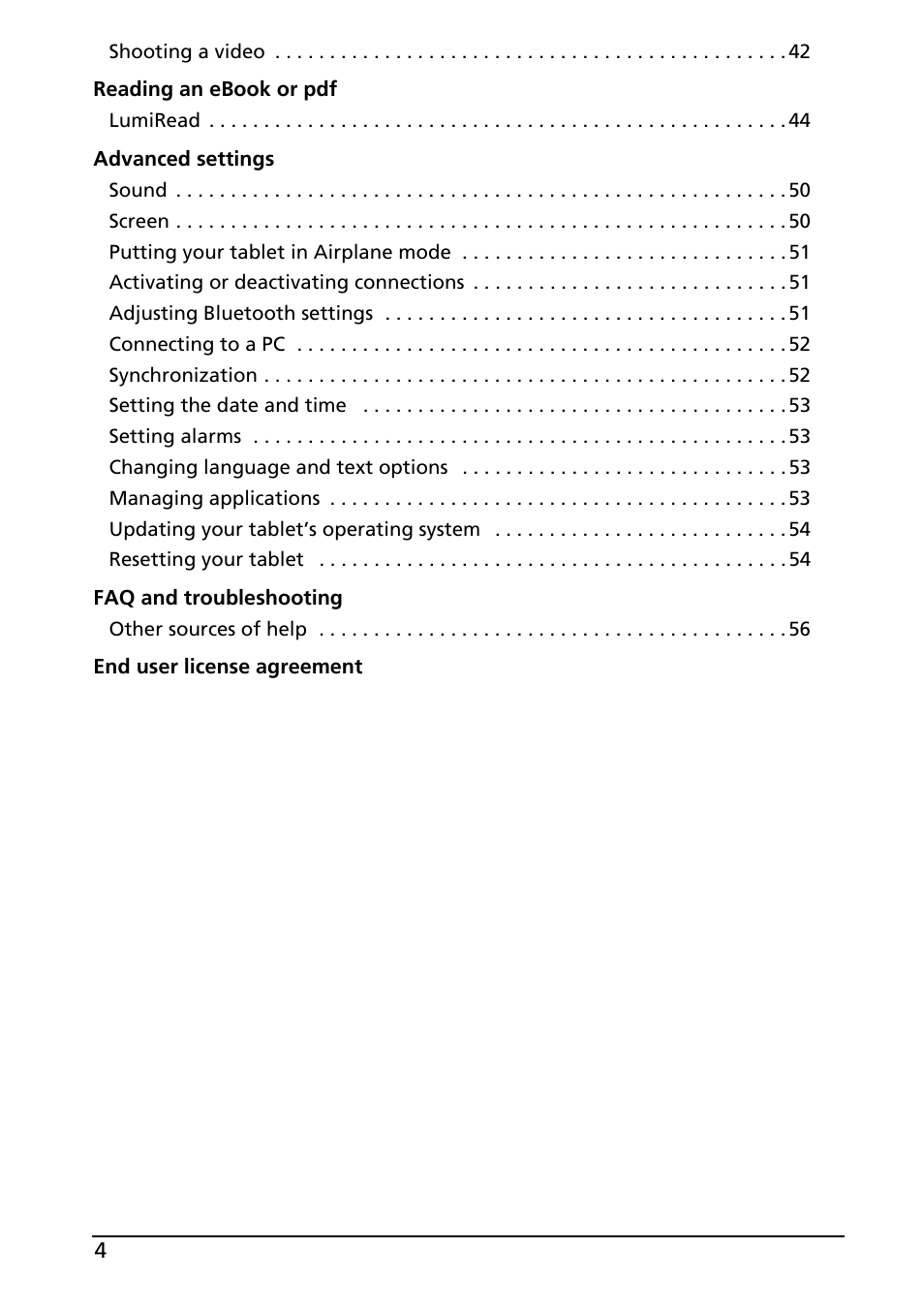 Acer A200 User Manual | Page 4 / 58