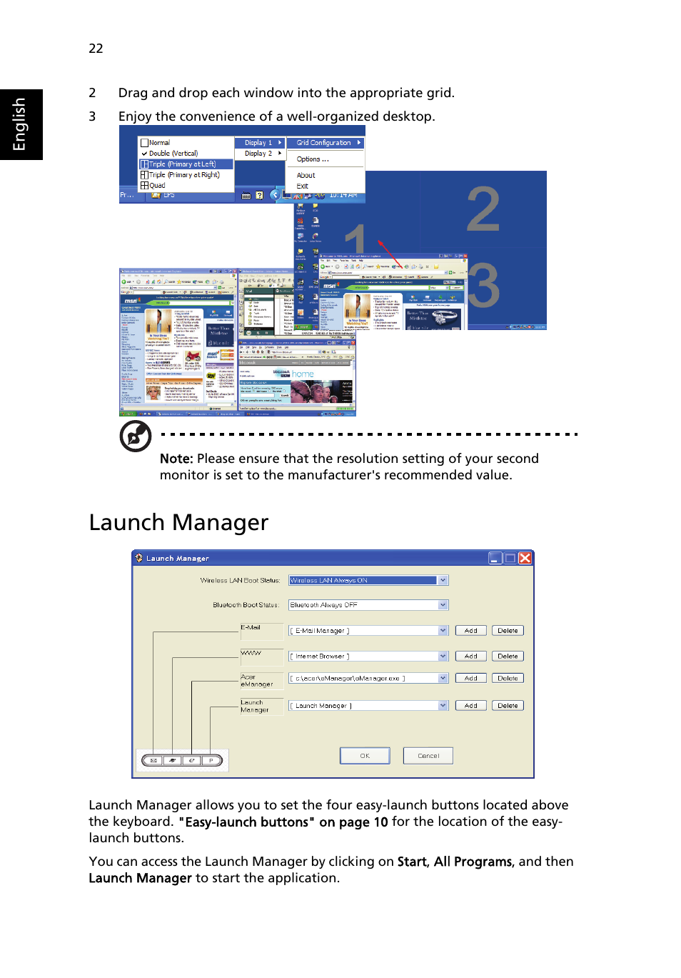 Launch manager | Acer Ferrari 4000 User Manual | Page 30 / 67