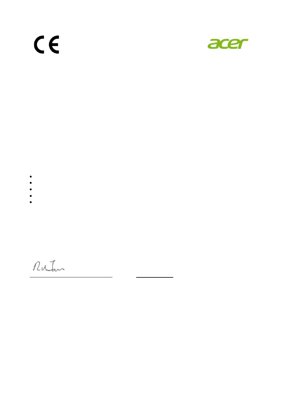 Declaration of conformity | Acer B246HL User Manual | Page 10 / 29