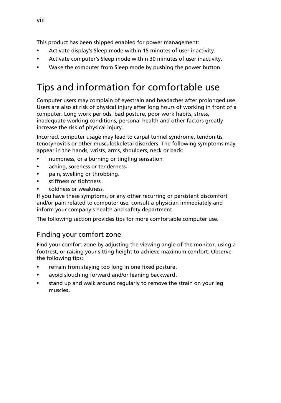 Tips and information for comfortable use | Acer V193L User Manual | Page 8 / 28