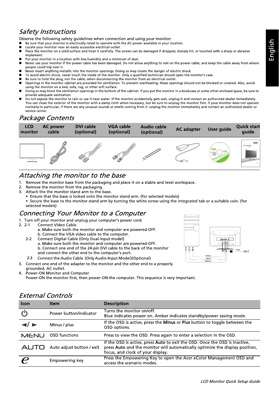 Acer S190HQL User Manual | 2 pages