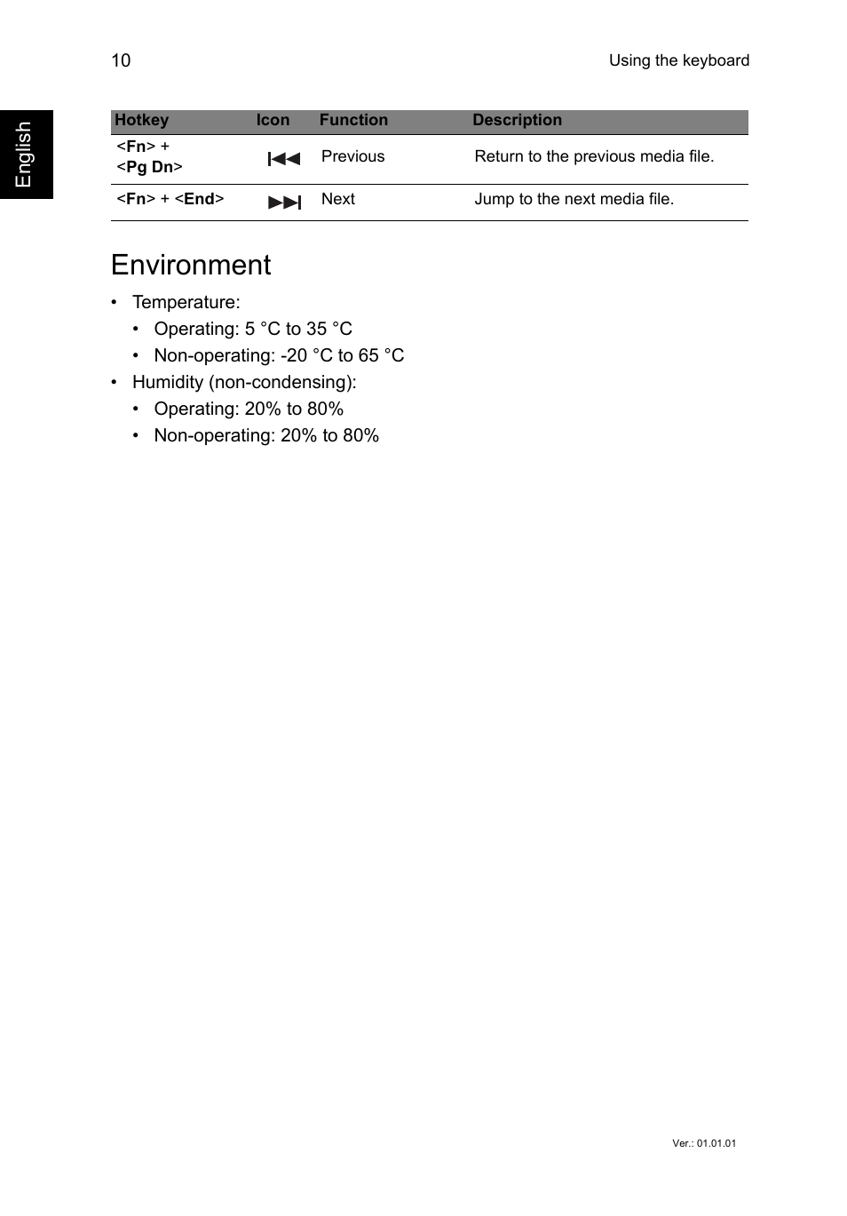 Environment | Acer Aspire V3-772G User Manual | Page 10 / 10