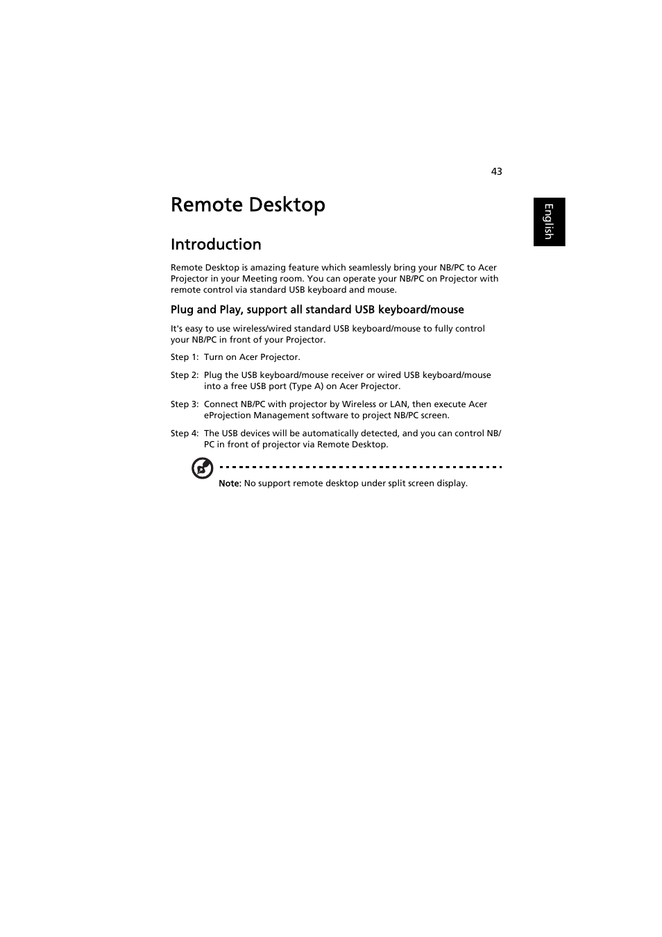 Remote desktop, Introduction | Acer P7203B User Manual | Page 43 / 50