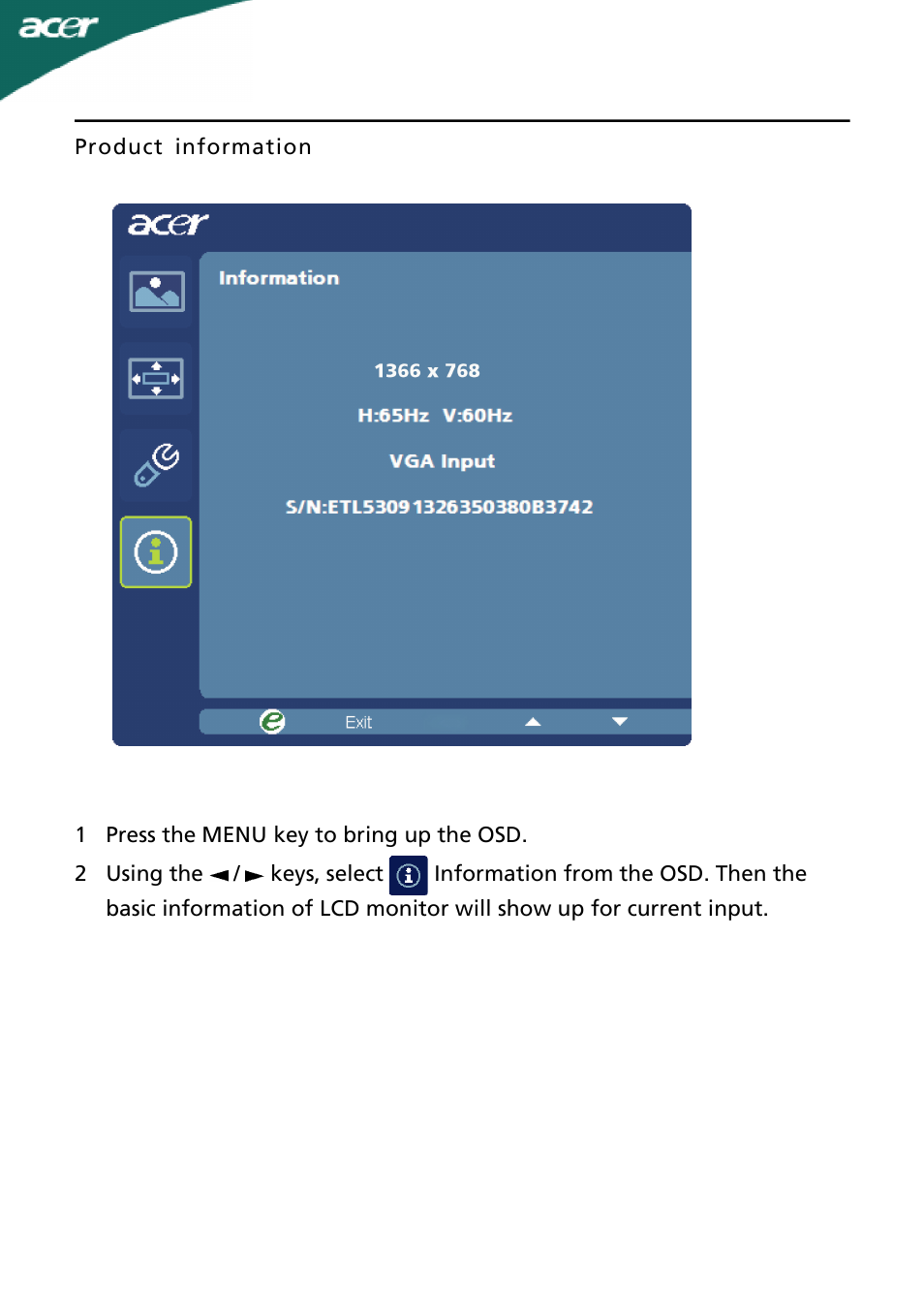 Acer P185H User Manual | Page 19 / 23