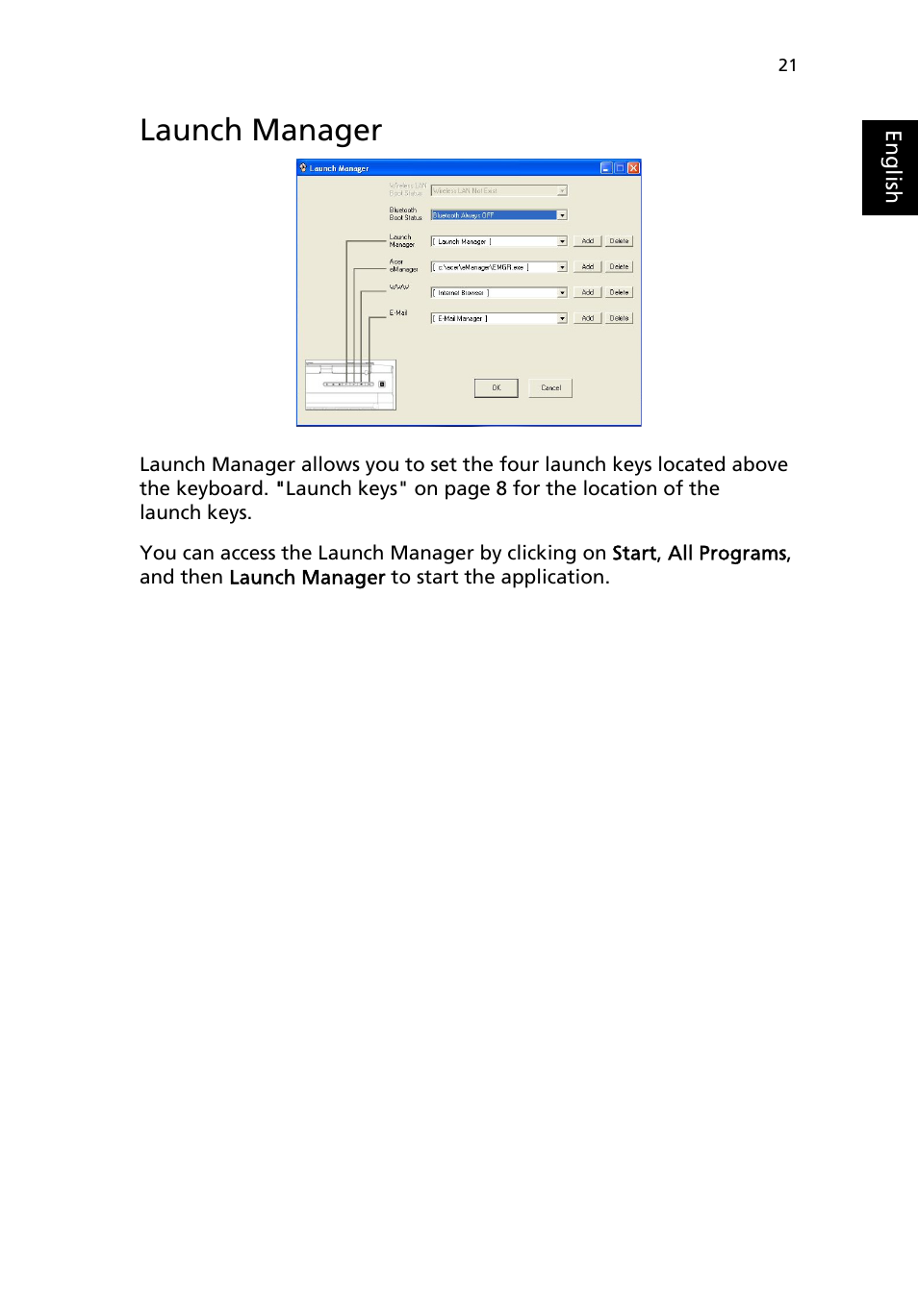 Launch manager | Acer TravelMate 2310 User Manual | Page 29 / 70