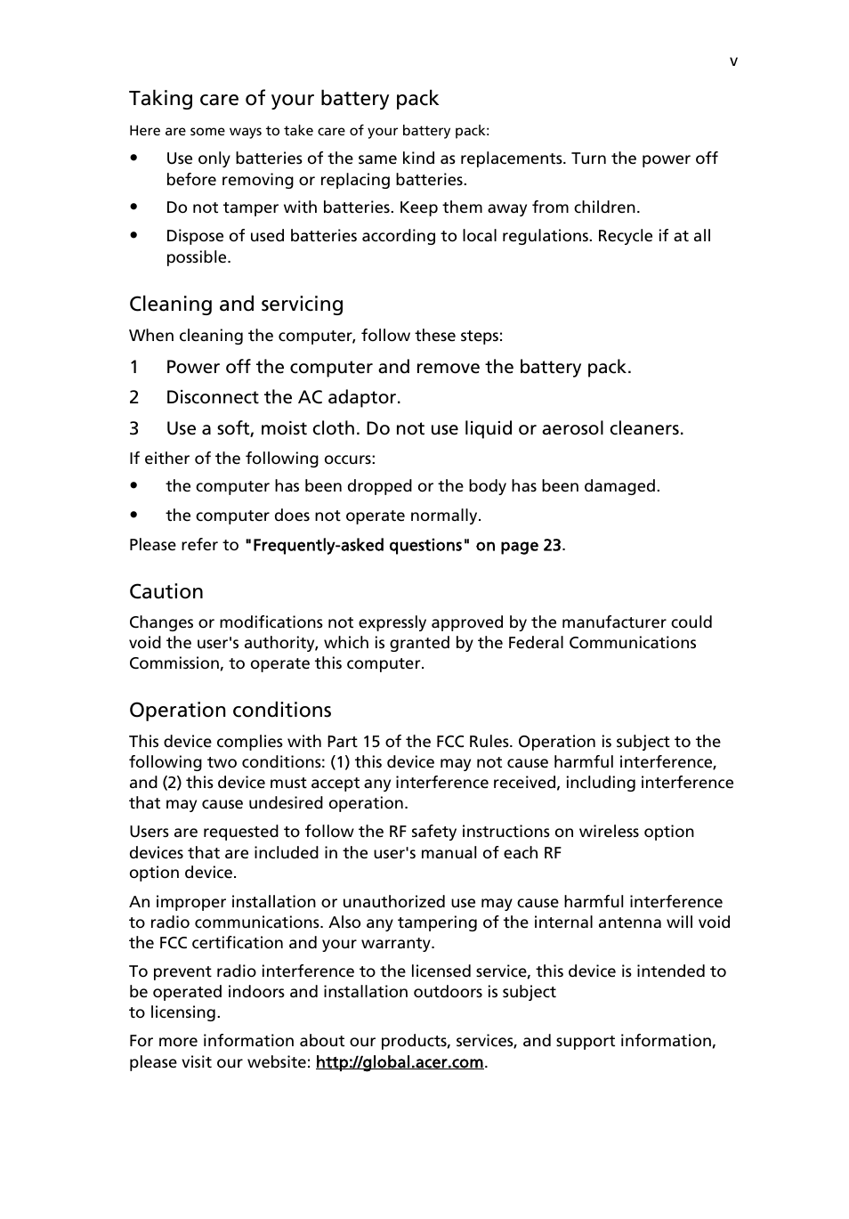 Acer TravelMate 2310 User Manual | Page 5 / 70