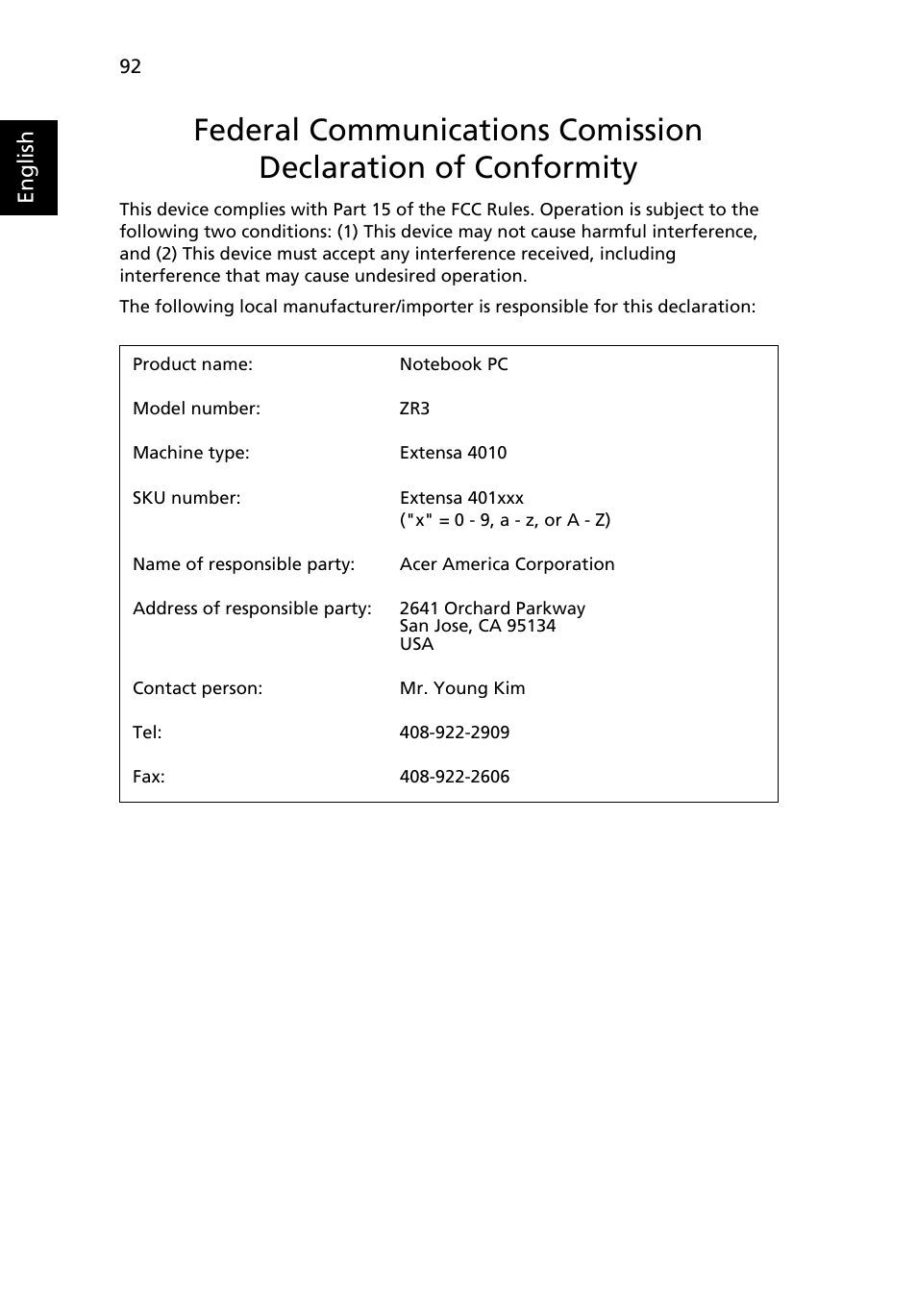 Acer Extensa 4010 User Manual | Page 110 / 114