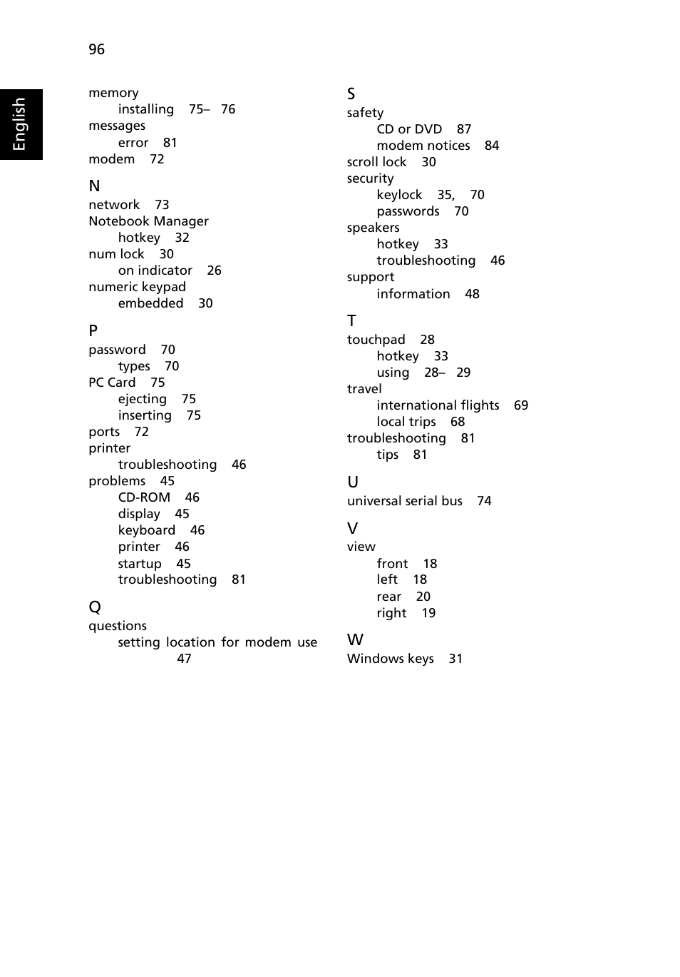 Acer Extensa 4010 User Manual | Page 114 / 114