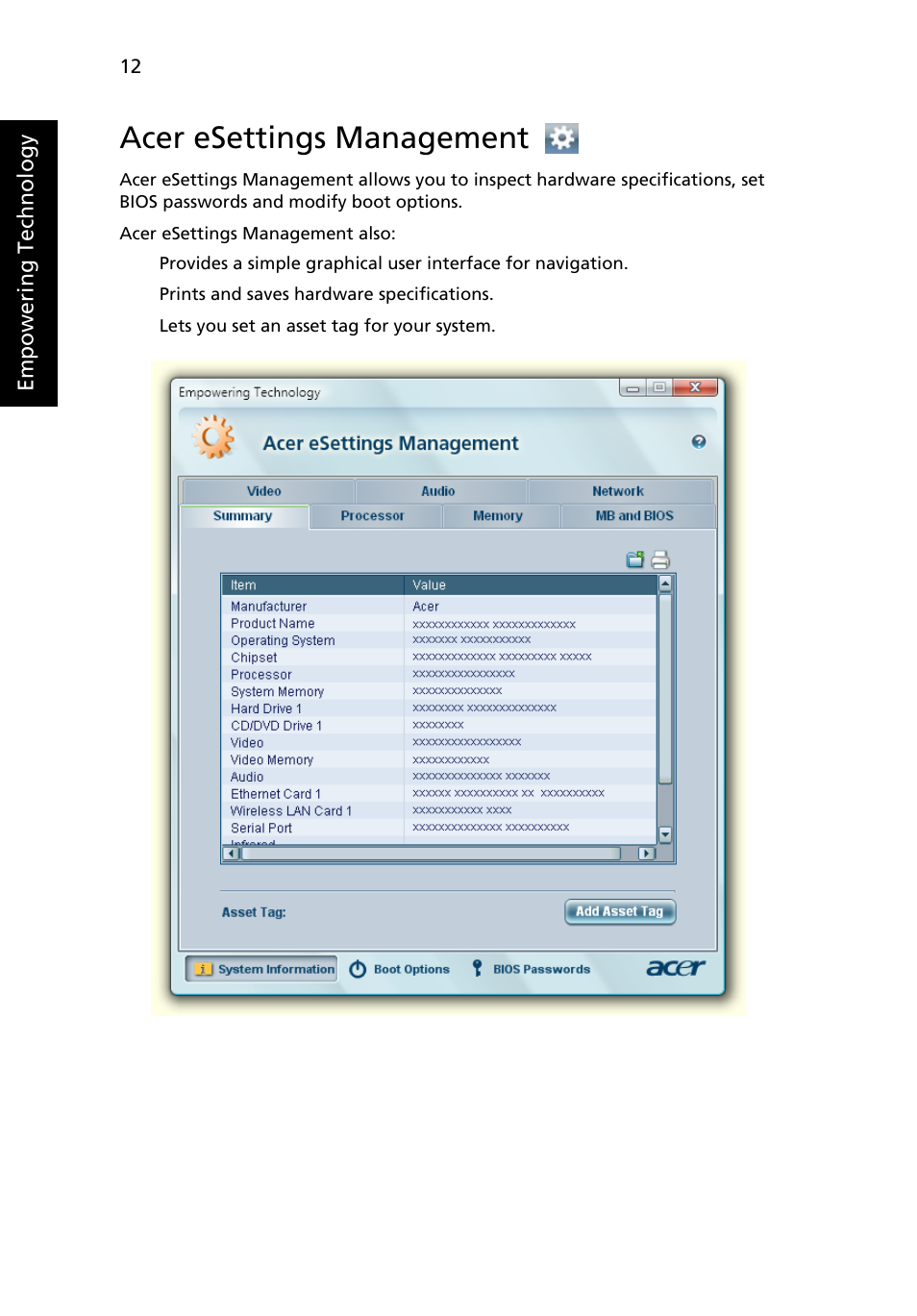Acer esettings management | Acer Extensa 4010 User Manual | Page 30 / 114