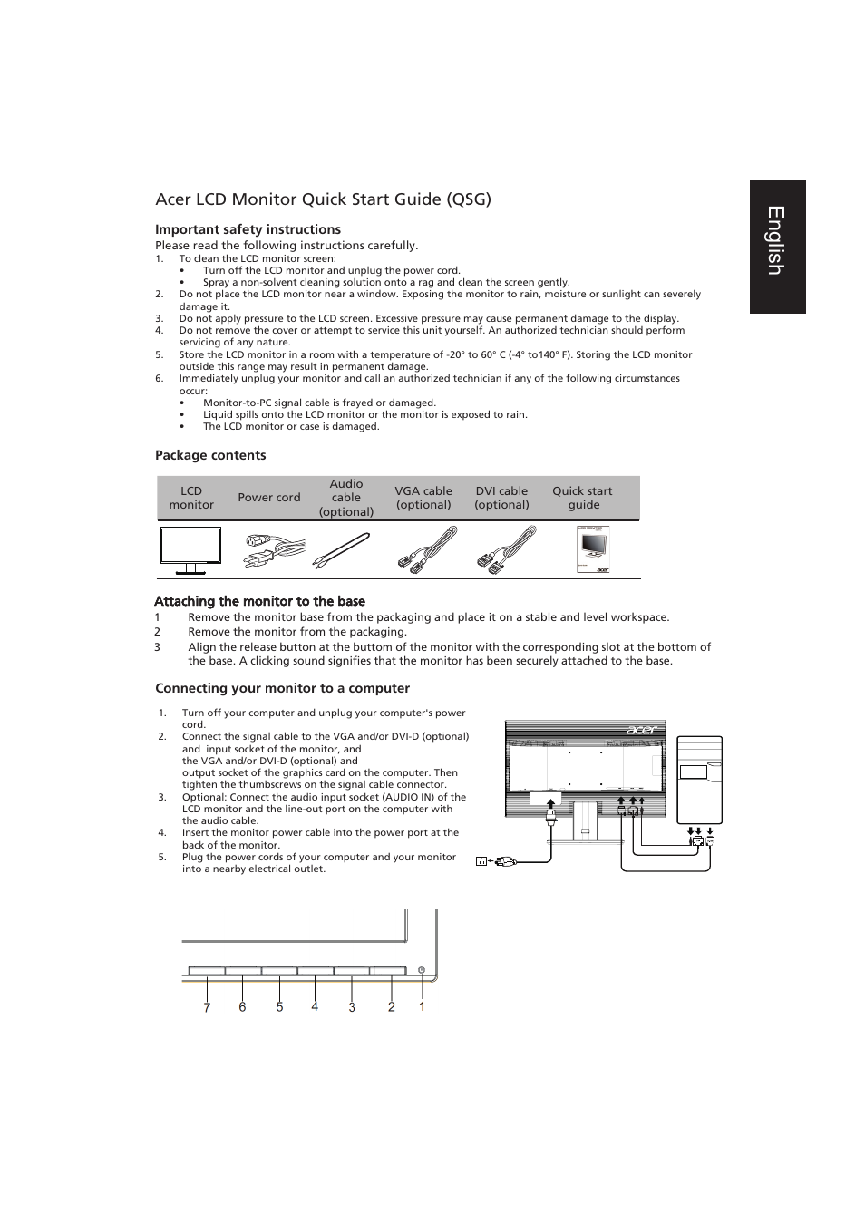 Acer V206HQL User Manual | 4 pages