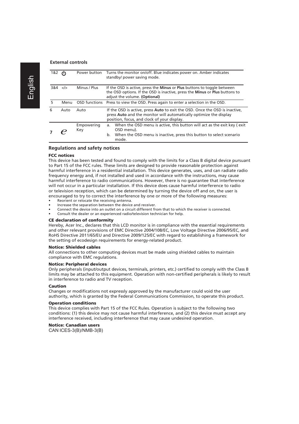 Eng lis h, ᑒ஀ኁጒ | Acer V206HQL User Manual | Page 2 / 4