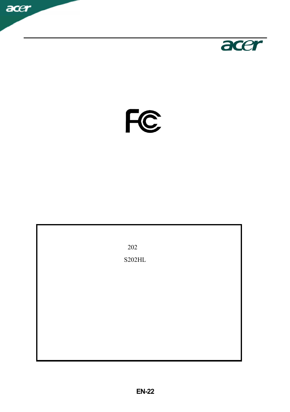 Acer S202HL User Manual | Page 23 / 23