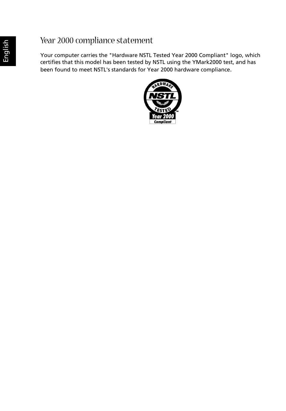 Year 2000 compliance statement | Acer Aspire E560 User Manual | Page 6 / 20