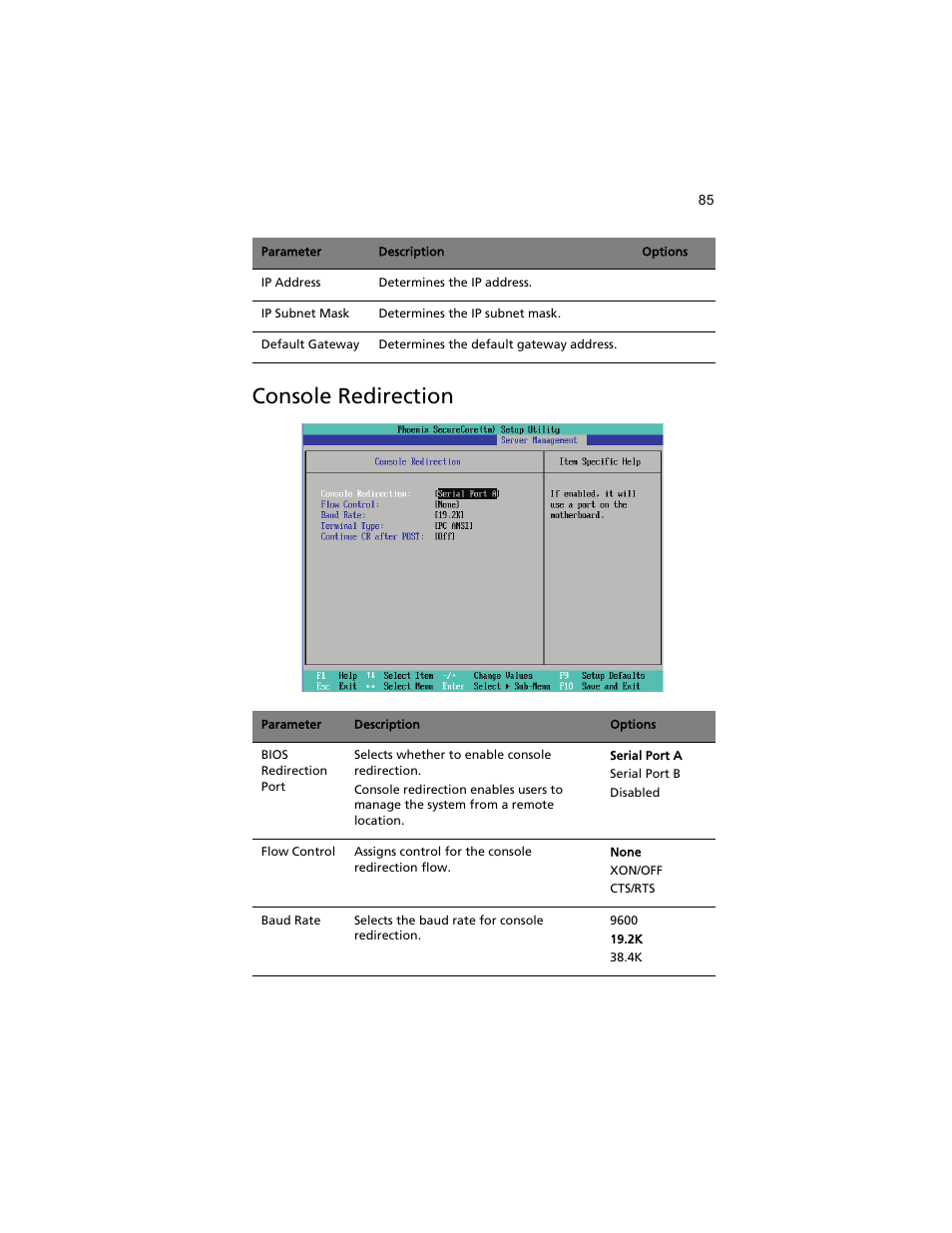 Console redirection | Acer AT310 F1 User Manual | Page 103 / 176