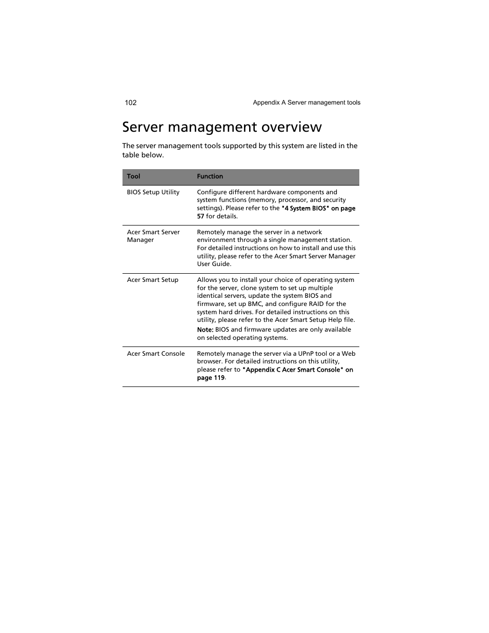 Server management overview | Acer AT310 F1 User Manual | Page 120 / 176