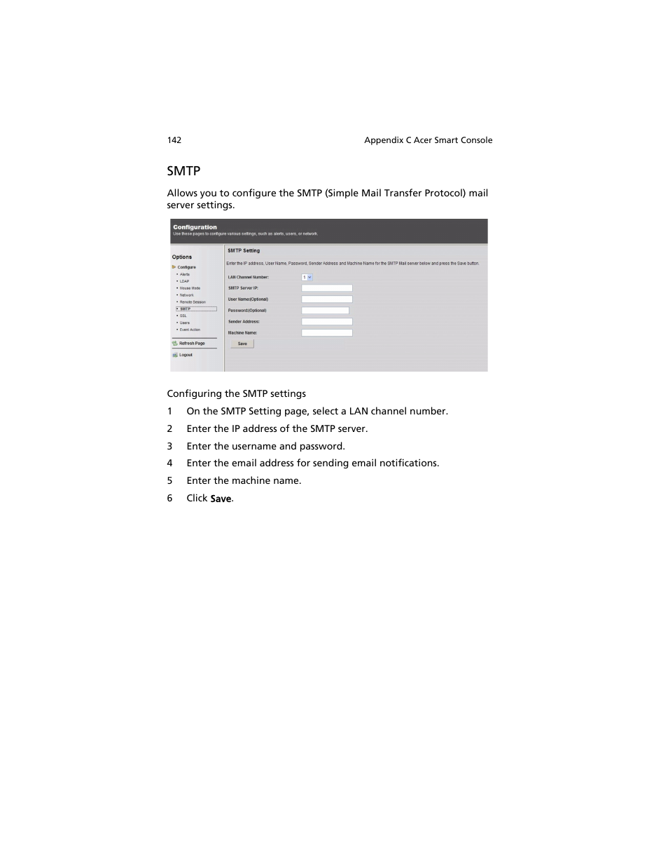 Smtp | Acer AT310 F1 User Manual | Page 160 / 176