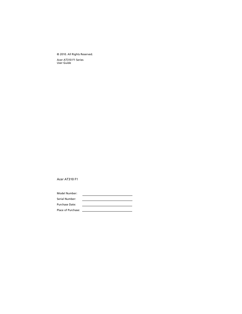 Acer AT310 F1 User Manual | Page 2 / 176
