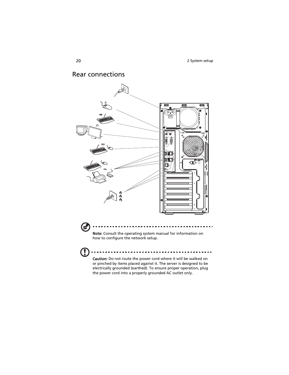 Rear connections | Acer AT310 F1 User Manual | Page 38 / 176