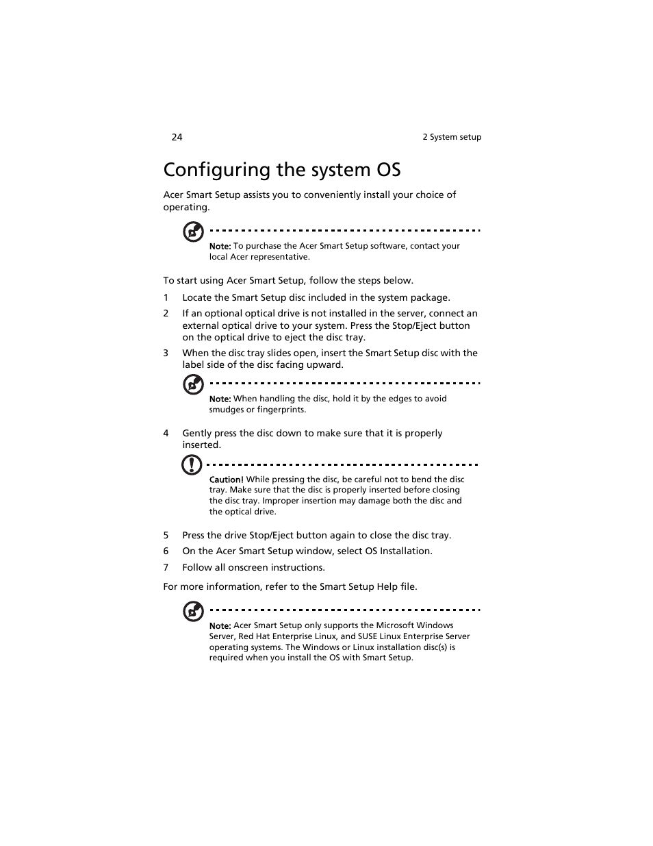 Configuring the system os | Acer AT310 F1 User Manual | Page 42 / 176