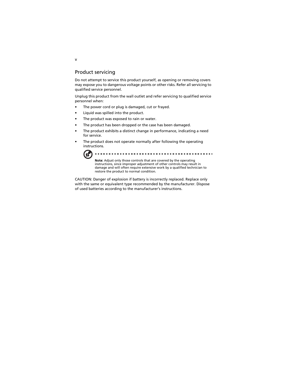 Product servicing | Acer AT310 F1 User Manual | Page 5 / 176