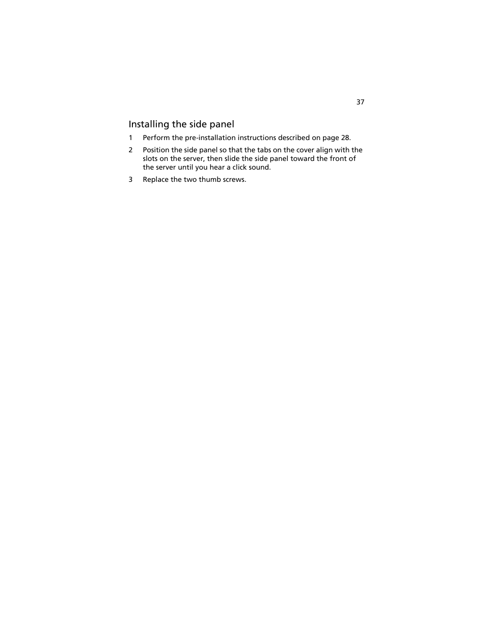 Installing the side panel | Acer AT310 F1 User Manual | Page 55 / 176