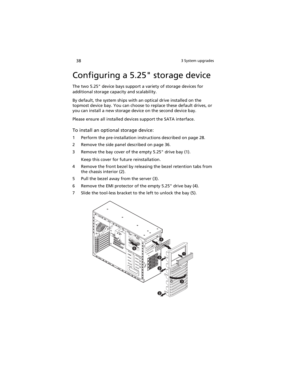 Configuring a 5.25" storage device | Acer AT310 F1 User Manual | Page 56 / 176