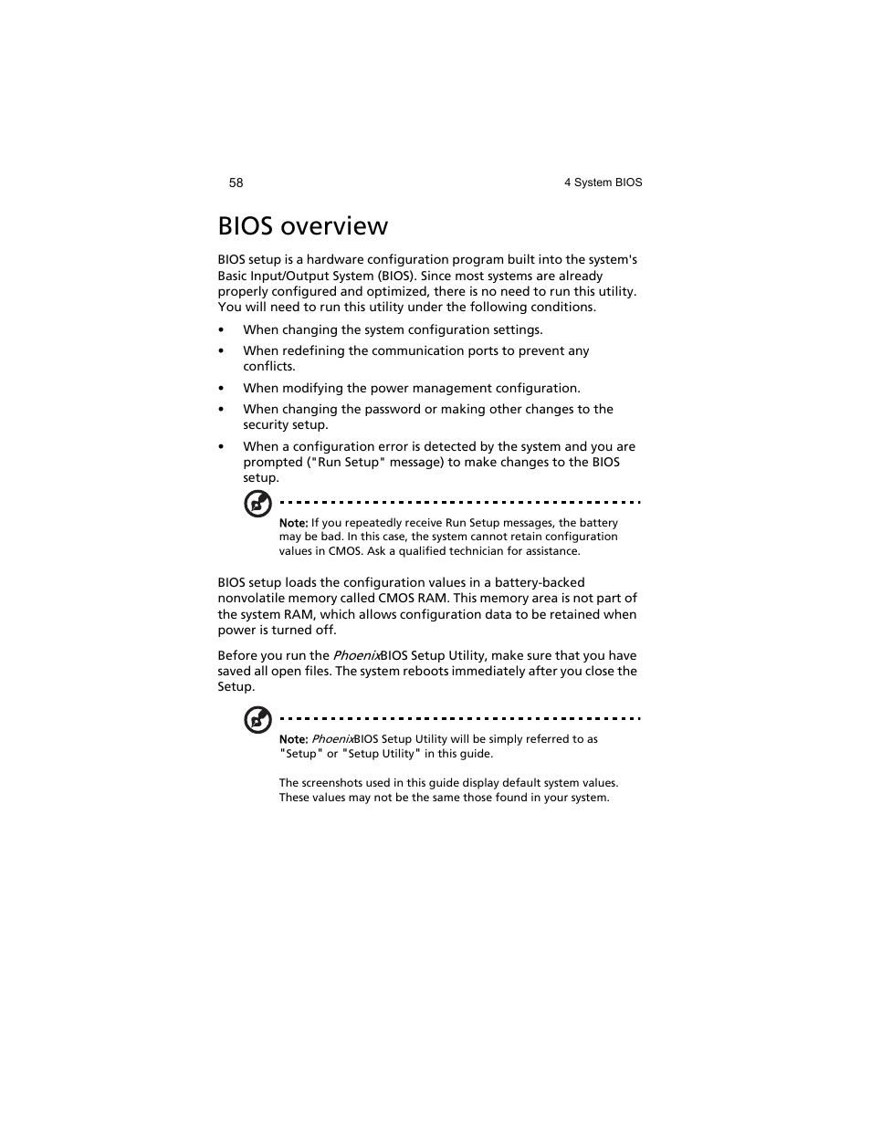 Bios overview | Acer AT310 F1 User Manual | Page 76 / 176