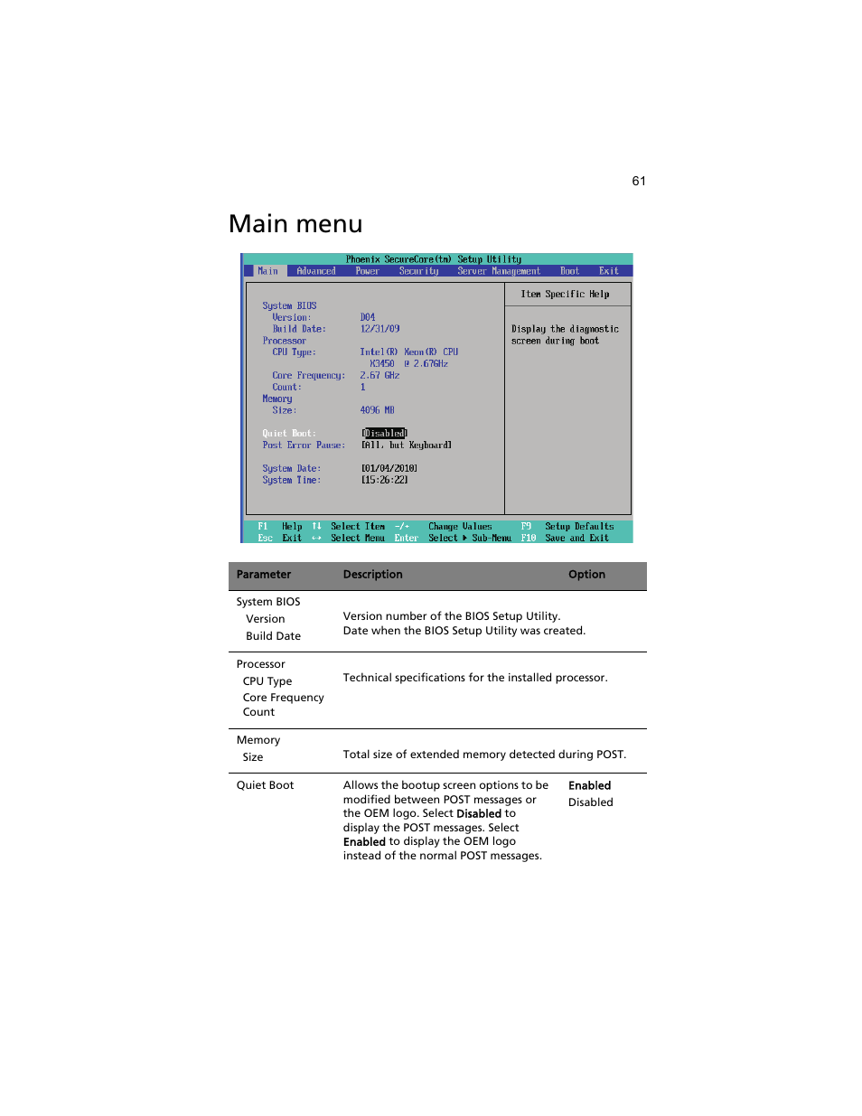 Main menu | Acer AT310 F1 User Manual | Page 79 / 176