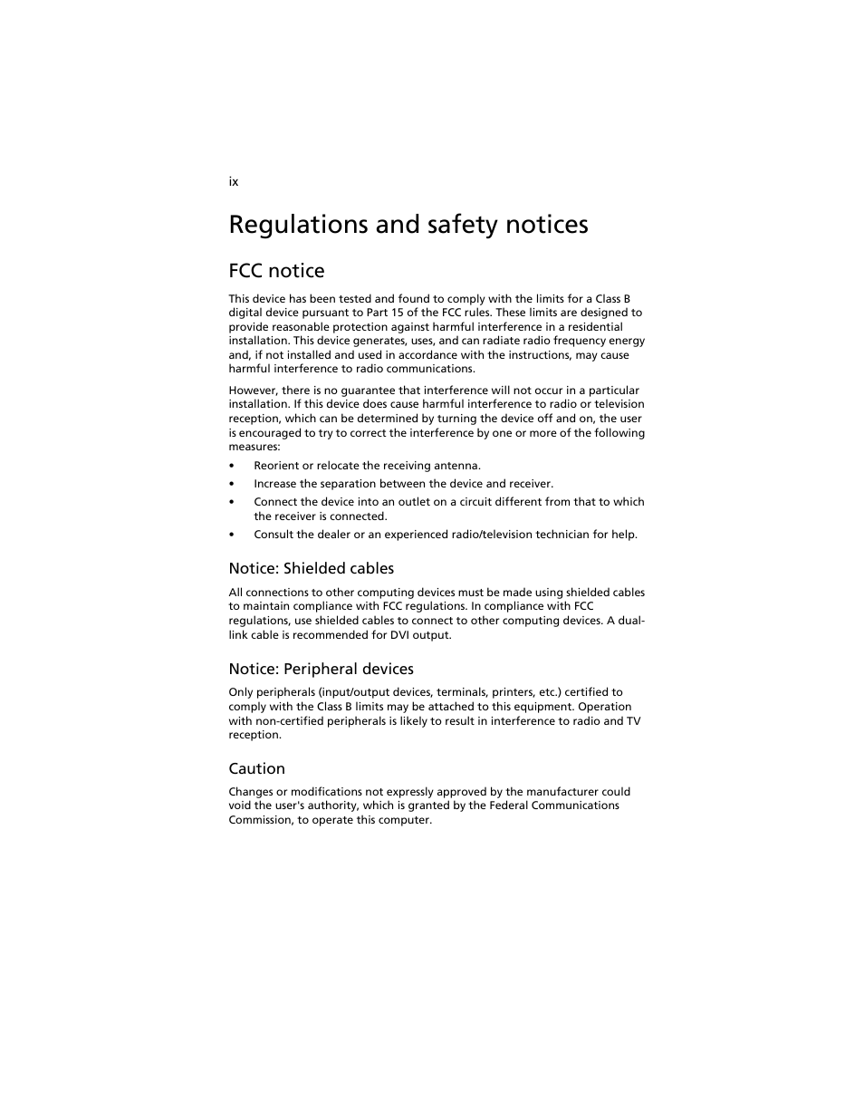Regulations and safety notices, Fcc notice | Acer AT310 F1 User Manual | Page 9 / 176
