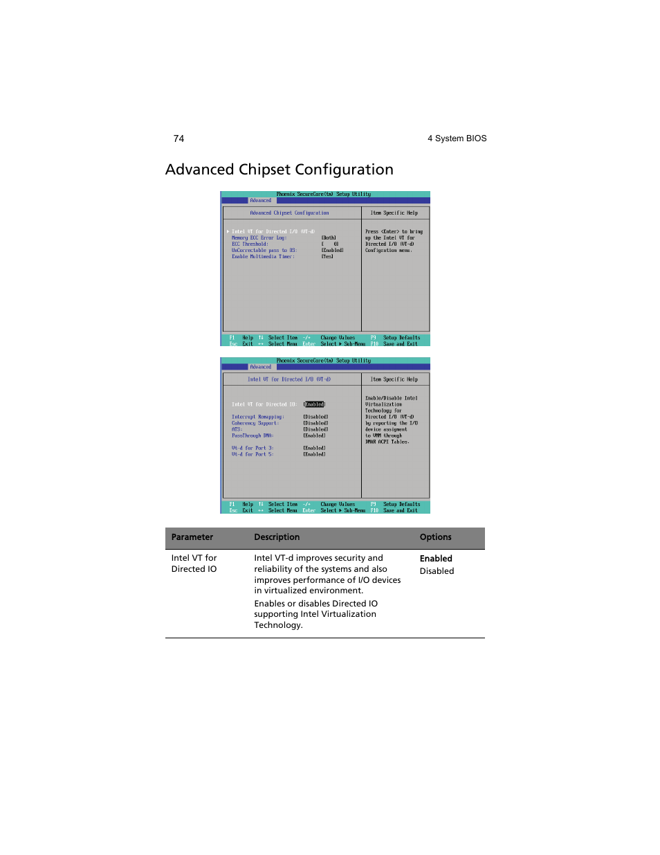 Advanced chipset configuration | Acer AT310 F1 User Manual | Page 92 / 176