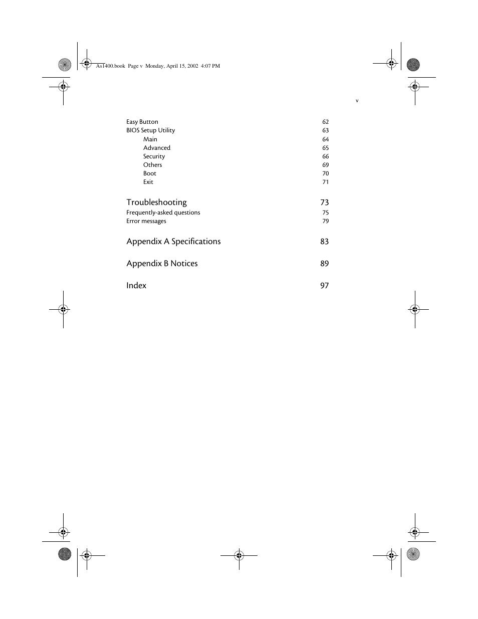 Acer Aspire 1400 User Manual | Page 5 / 110