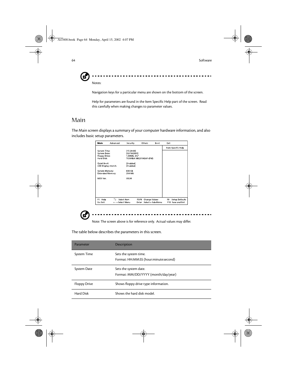 Main | Acer Aspire 1400 User Manual | Page 74 / 110