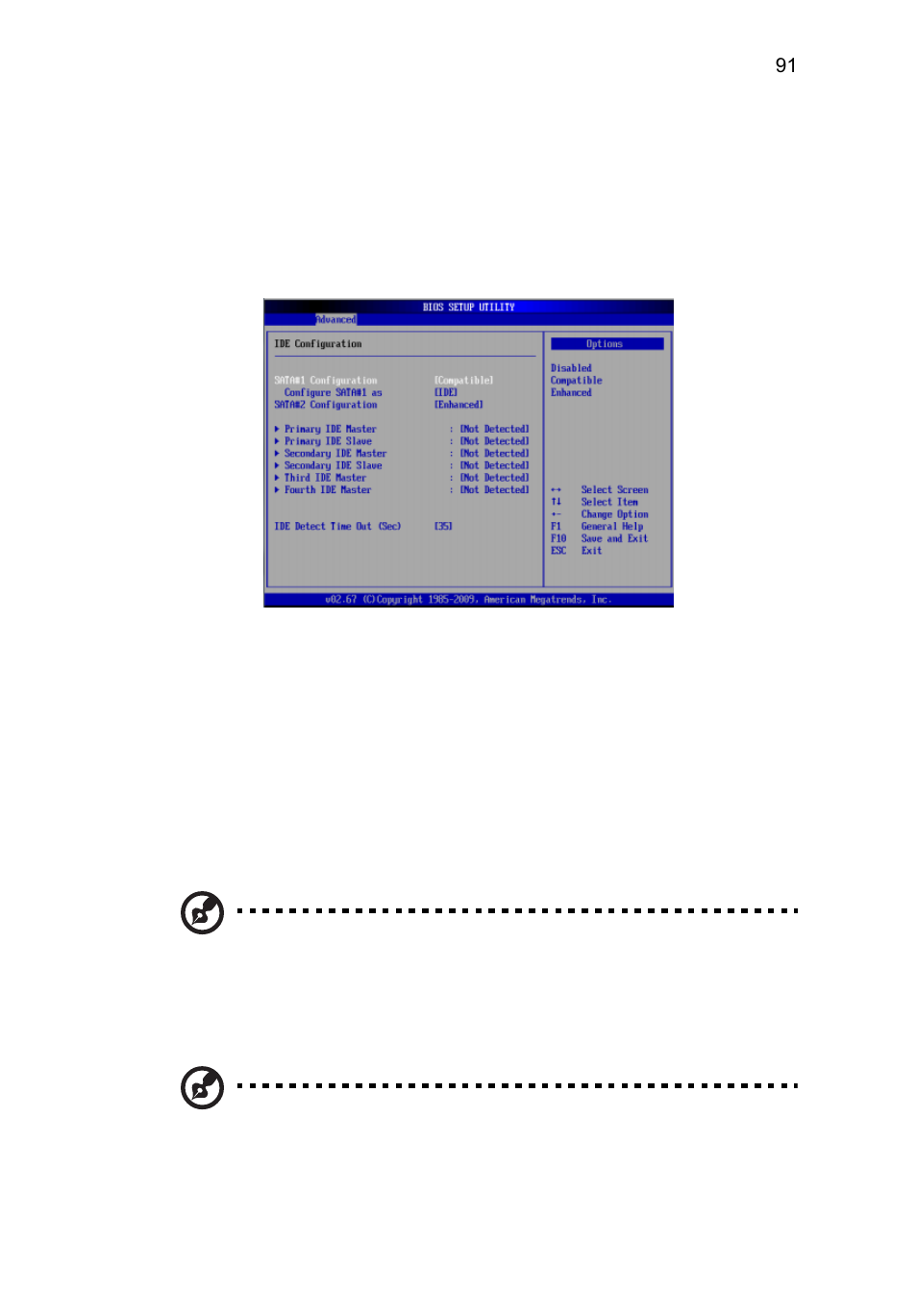 Ide/sata configuration | Acer AR360 F1 User Manual | Page 107 / 188