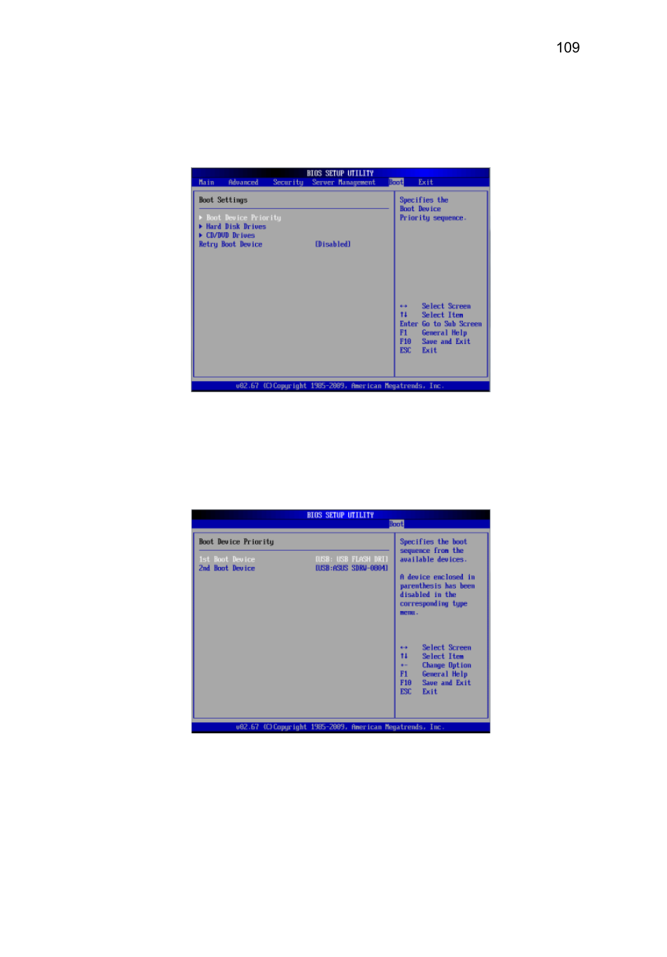 Boot settings, Boot device priority | Acer AR360 F1 User Manual | Page 125 / 188