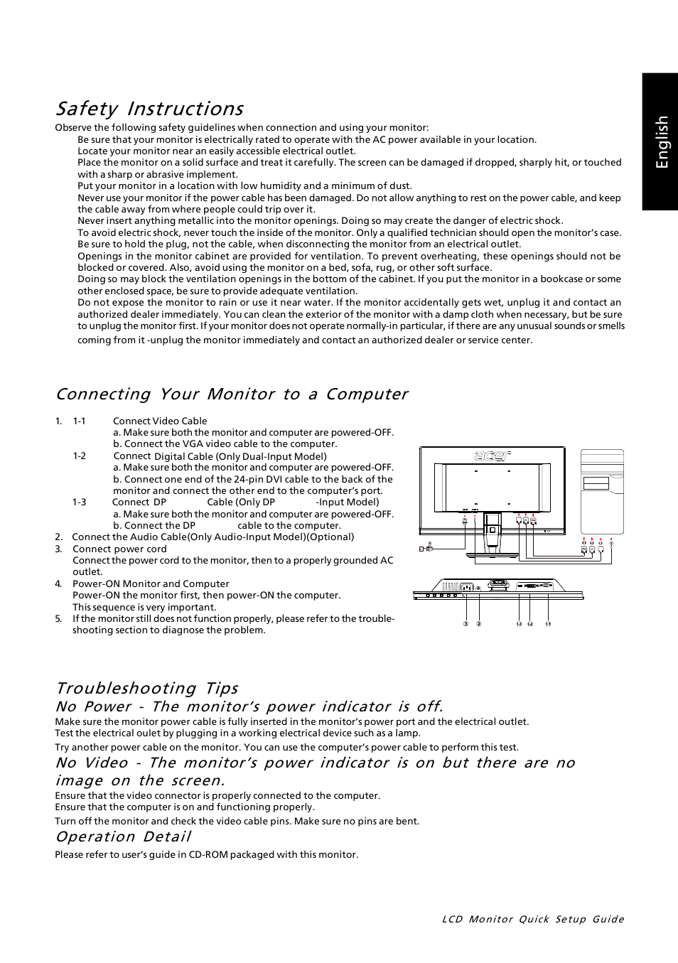 Acer P216HL User Manual | 2 pages