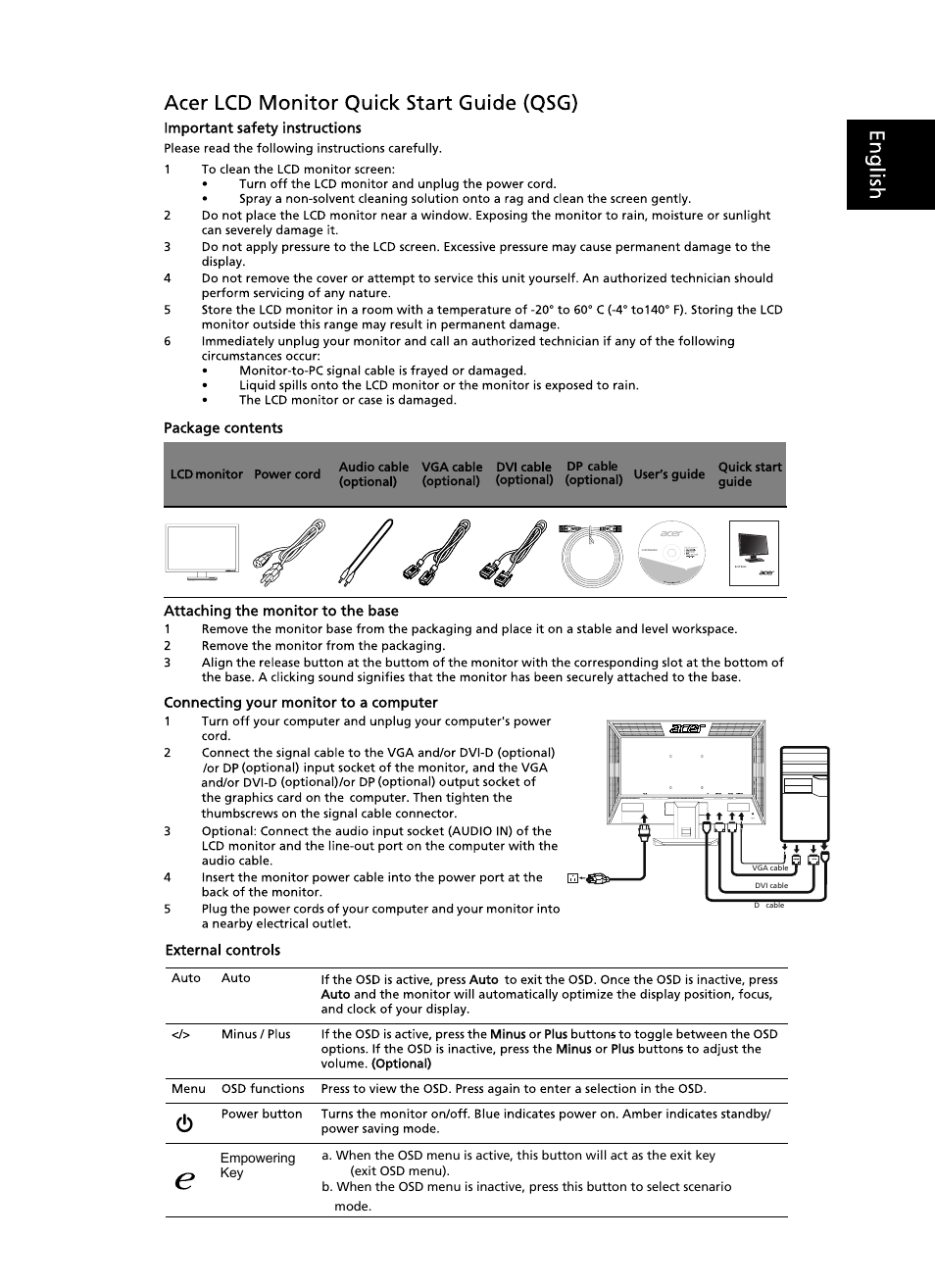 Acer V223PWL User Manual | 2 pages