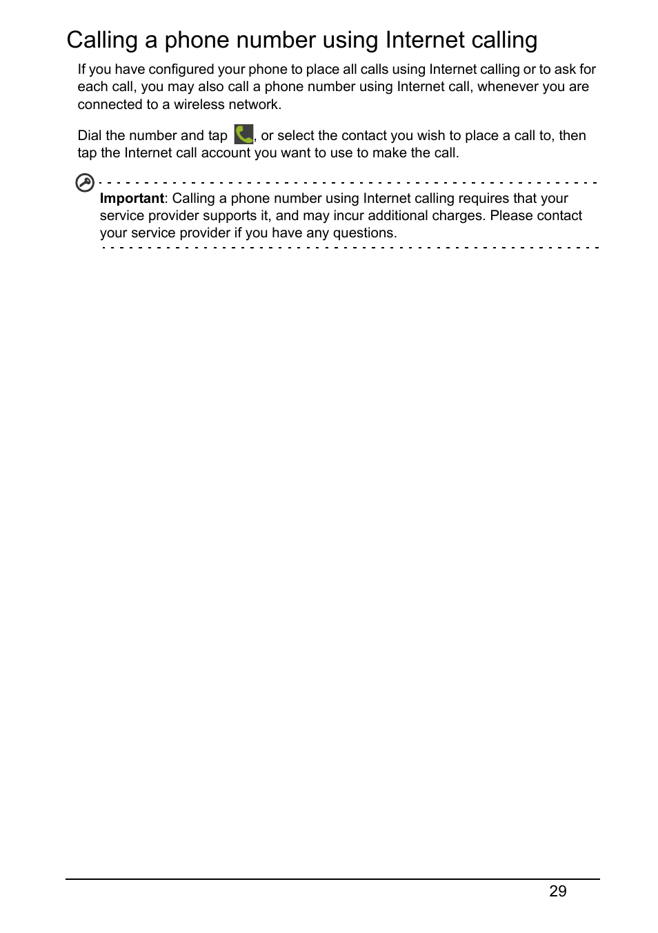 Calling a phone number using internet calling | Acer S520 User Manual | Page 29 / 70