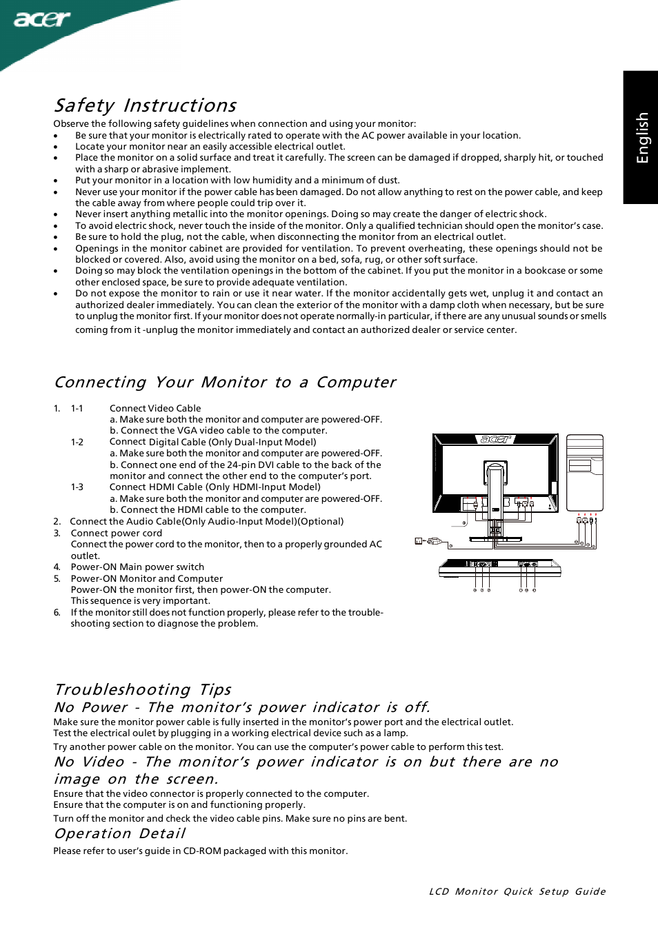 Acer B273HL User Manual | 2 pages