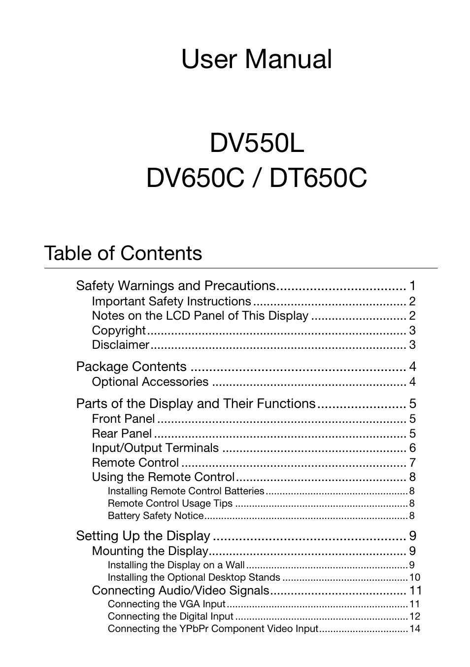 Acer DV650C User Manual | 50 pages
