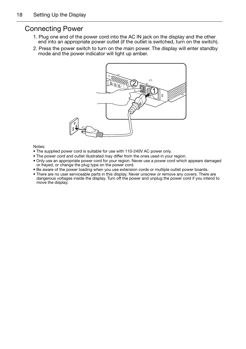 Connecting power | Acer DV650C User Manual | Page 20 / 50