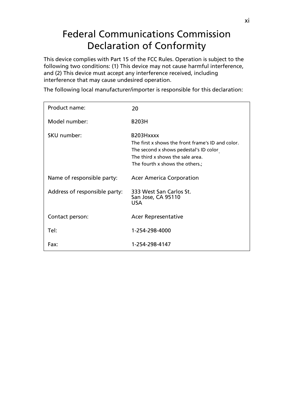 Acer B203H User Manual | Page 12 / 30