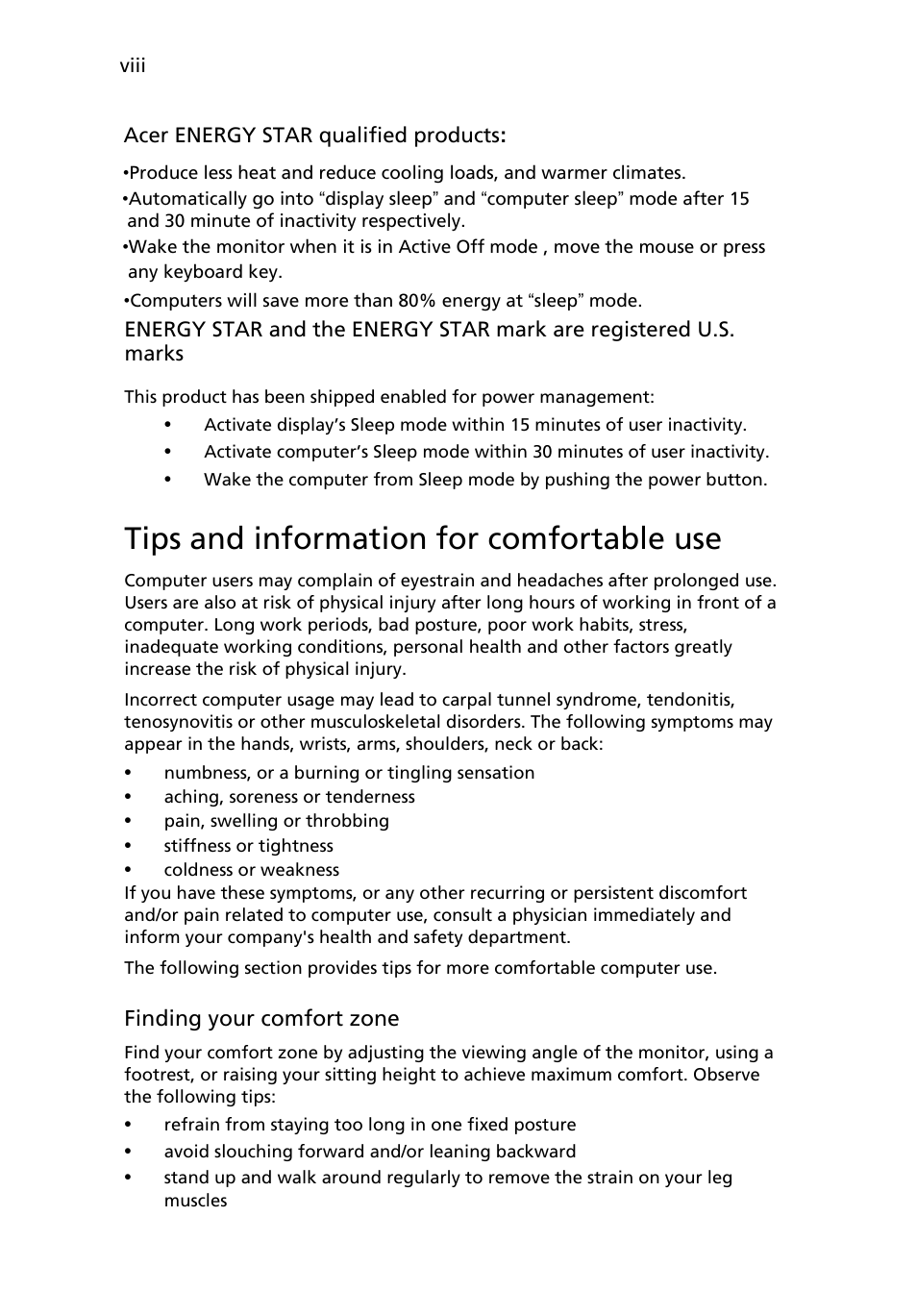 Tips and information for comfortable use | Acer B203H User Manual | Page 8 / 30