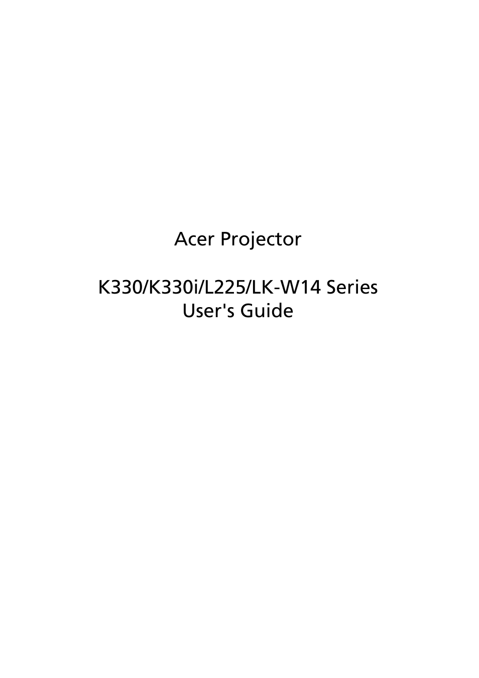 Acer K330 User Manual | 54 pages