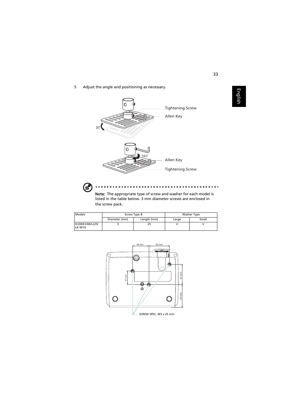 English | Acer K330 User Manual | Page 43 / 54