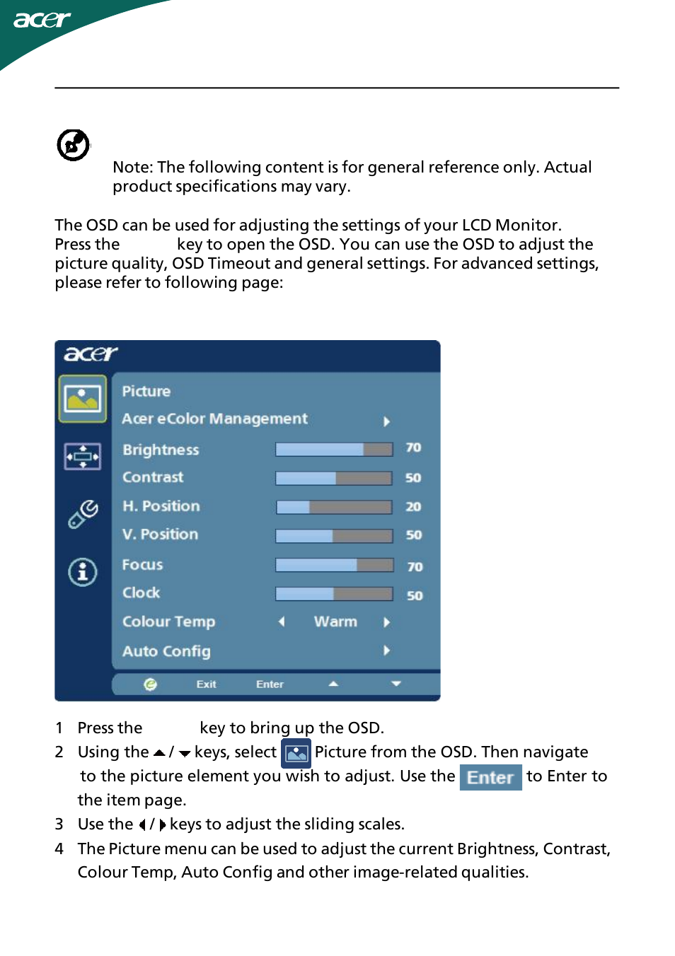 Acer D241H User Manual | Page 16 / 43