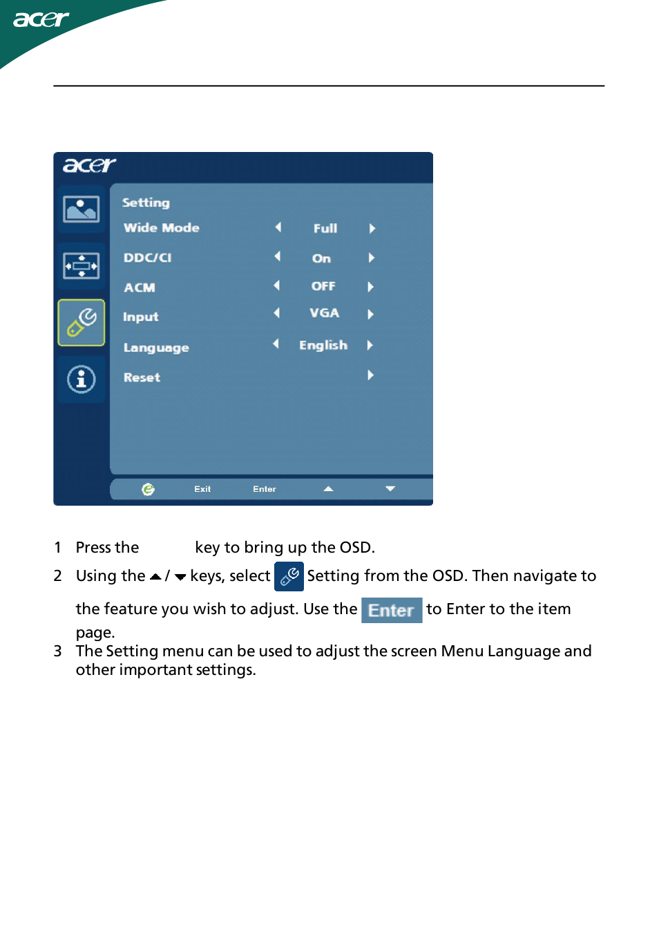 Acer D241H User Manual | Page 18 / 43